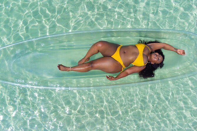Beach Day and Clear Kayak Photoshoot in Bahamas - Bert’s Blue Dinghy in Mather Town: beach club chill after the shoot