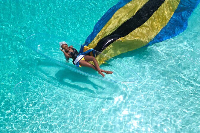 Nassau Clear Kayak Drone Photoshoot- Floating Dress - Comfort and confidence: how the team helps first-timers